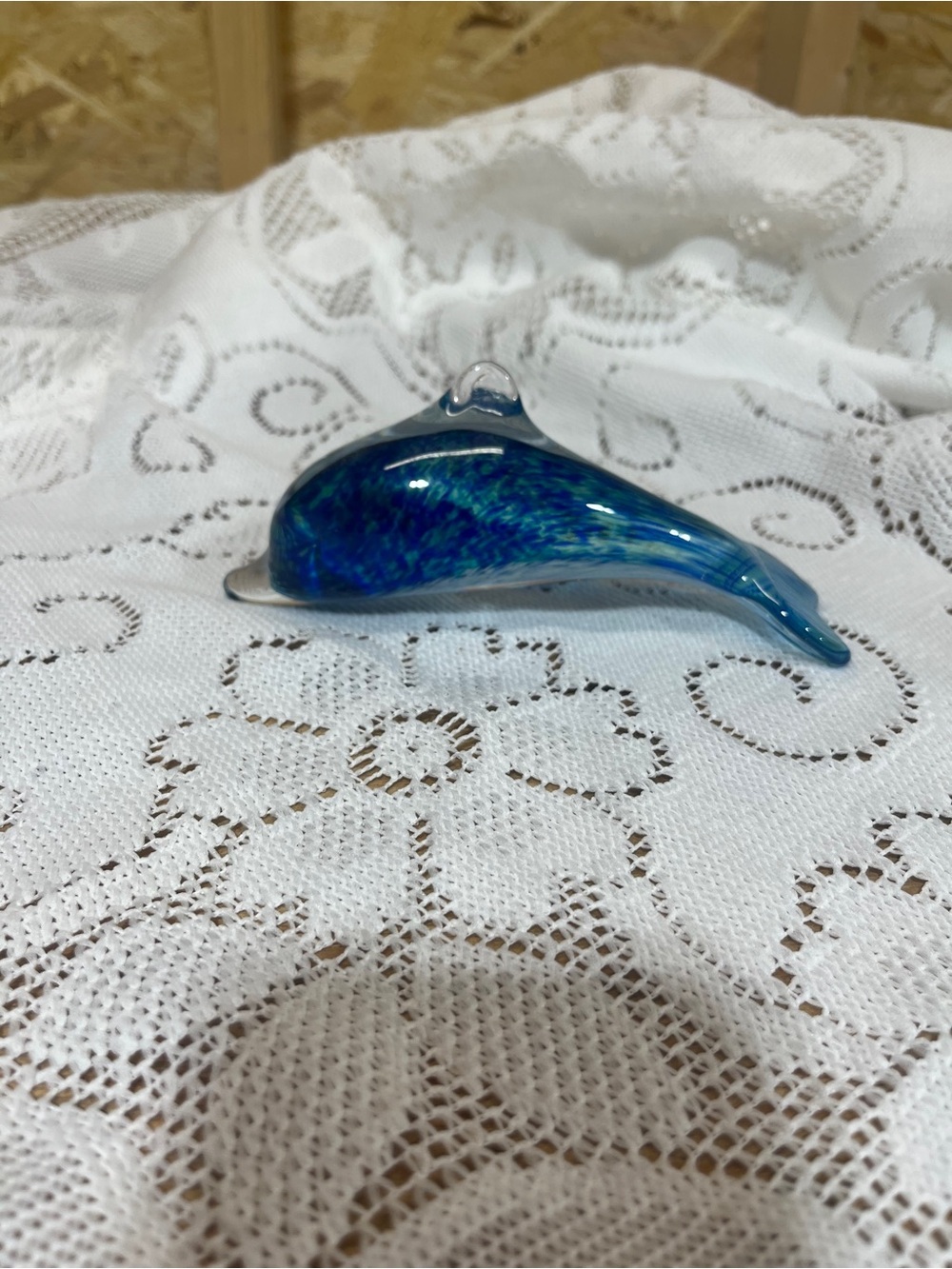 A Hand Blown Blue Art Glass Dolphin Figurine‎ | Coastal Ocean Decor